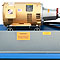 The 350 ton hydraulic with movable workhead power pack is located out of the way for convenice